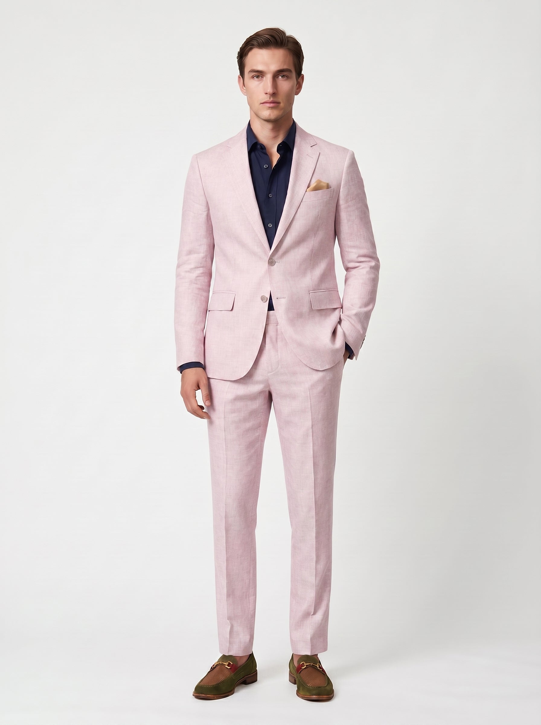 David | Sharp Linen Two Piece Men Suit with Notch Lapel