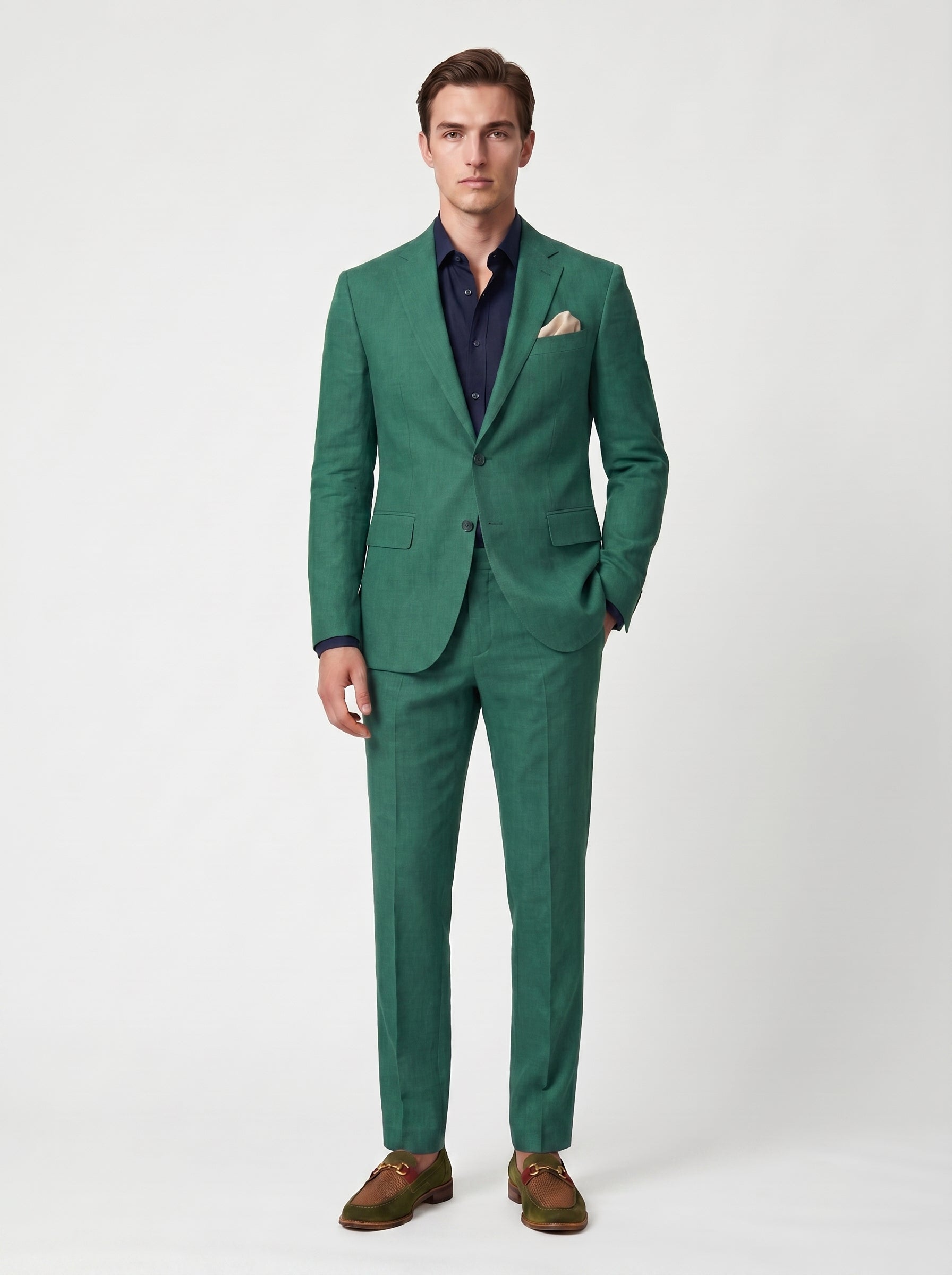 David | Sharp Linen Two Piece Men Suit with Notch Lapel