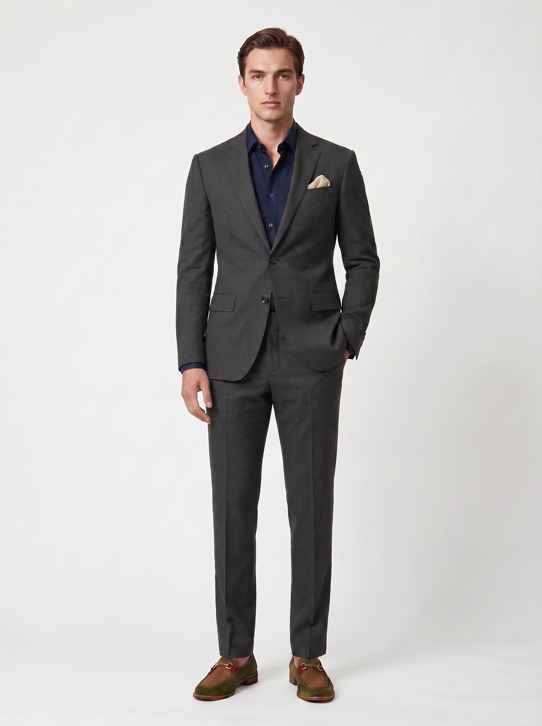 David | Sharp Linen Two Piece Men Suit with Notch Lapel