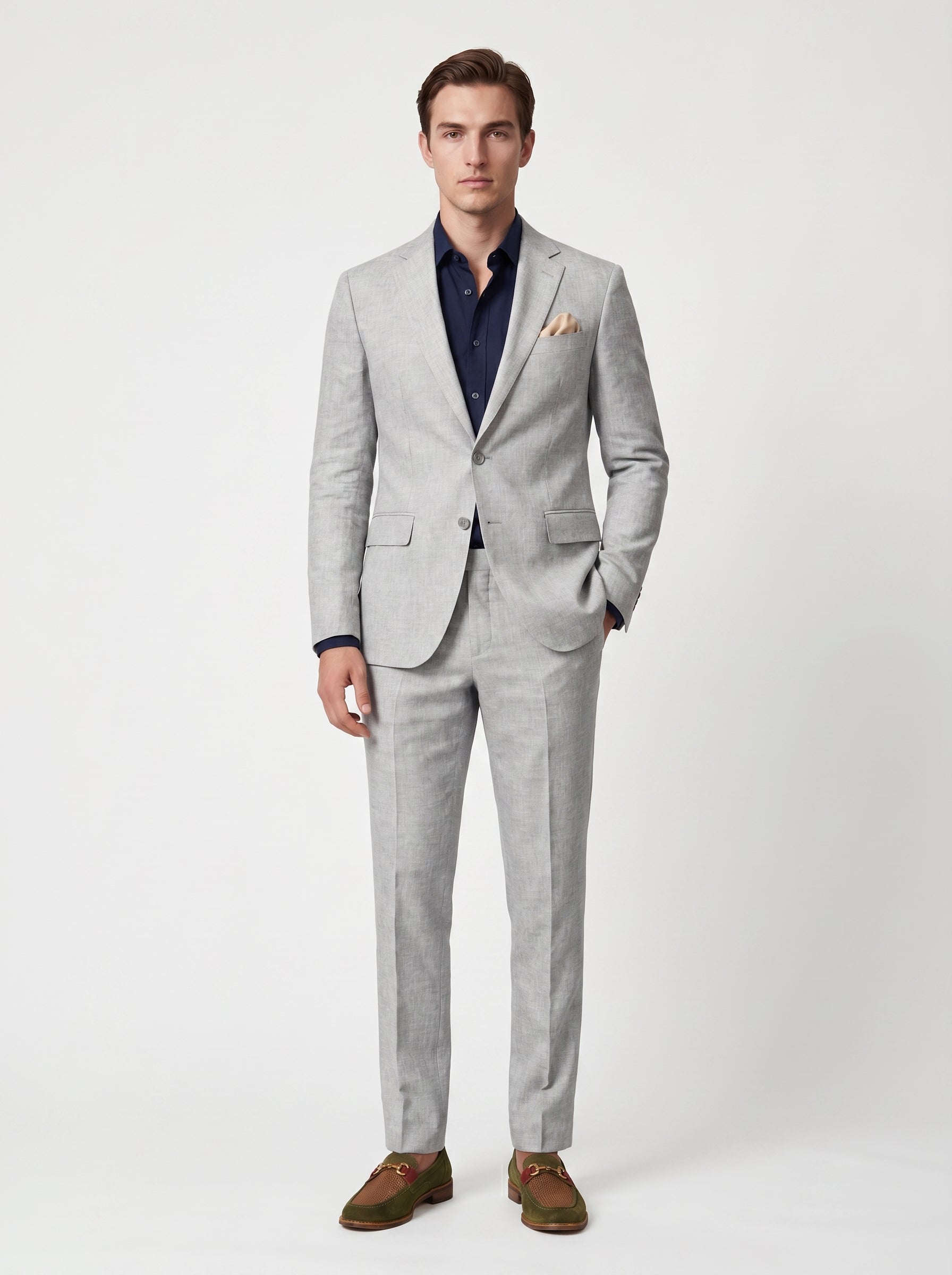 David | Sharp Linen Two Piece Men Suit with Notch Lapel