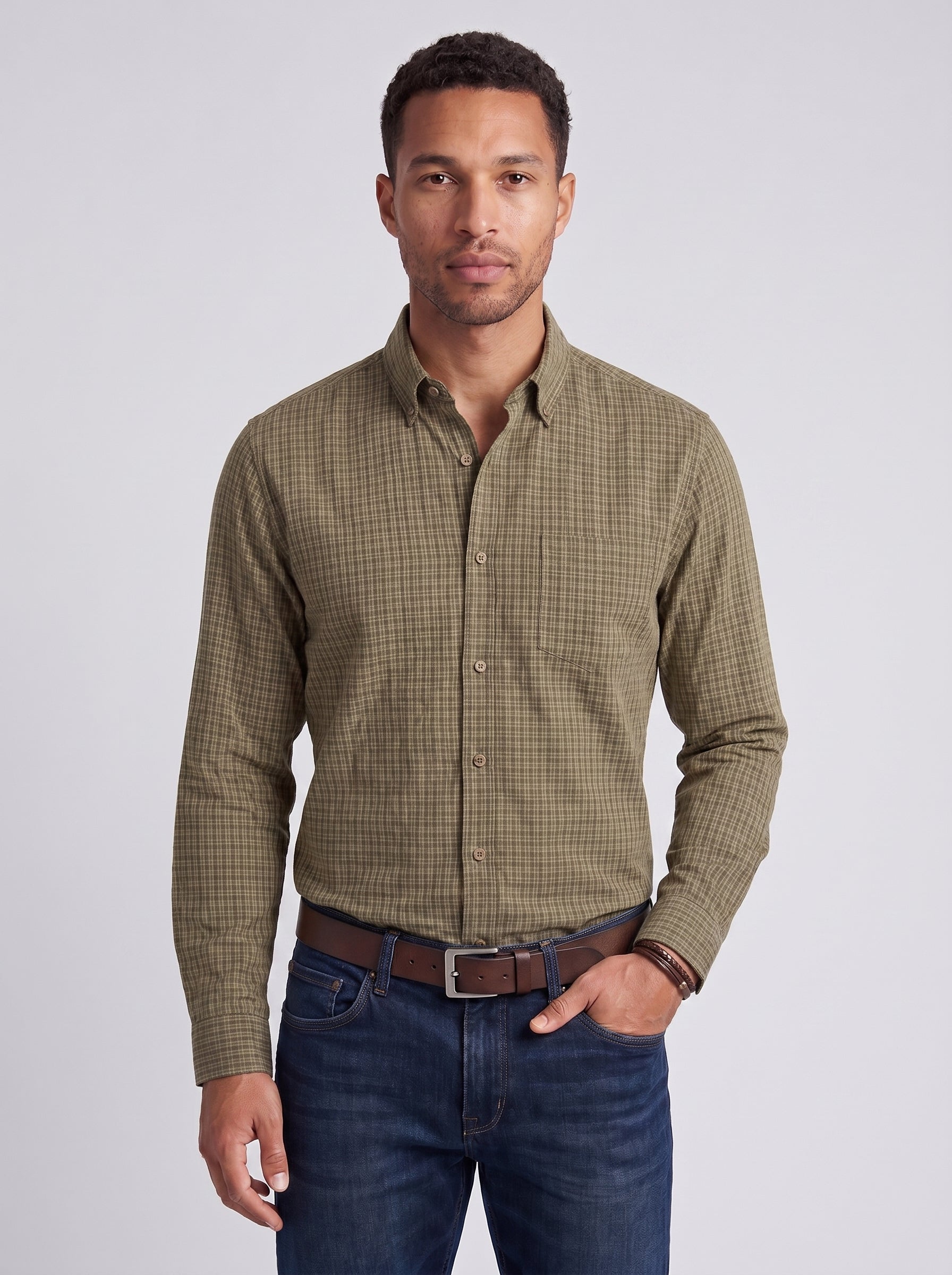 Eli | Crisp Striped Button Up Collared Long Sleeve Dress Shirt