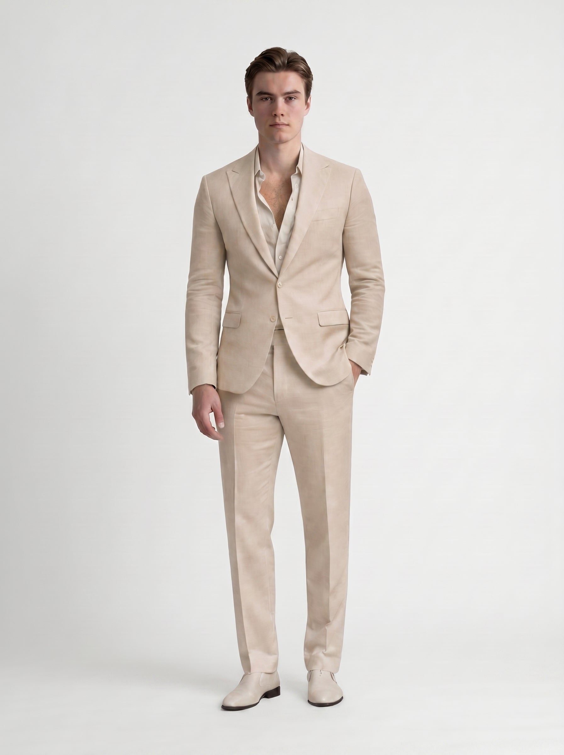Leo | Sharp Linen Two Piece Suit Set for Wedding & Summer Events