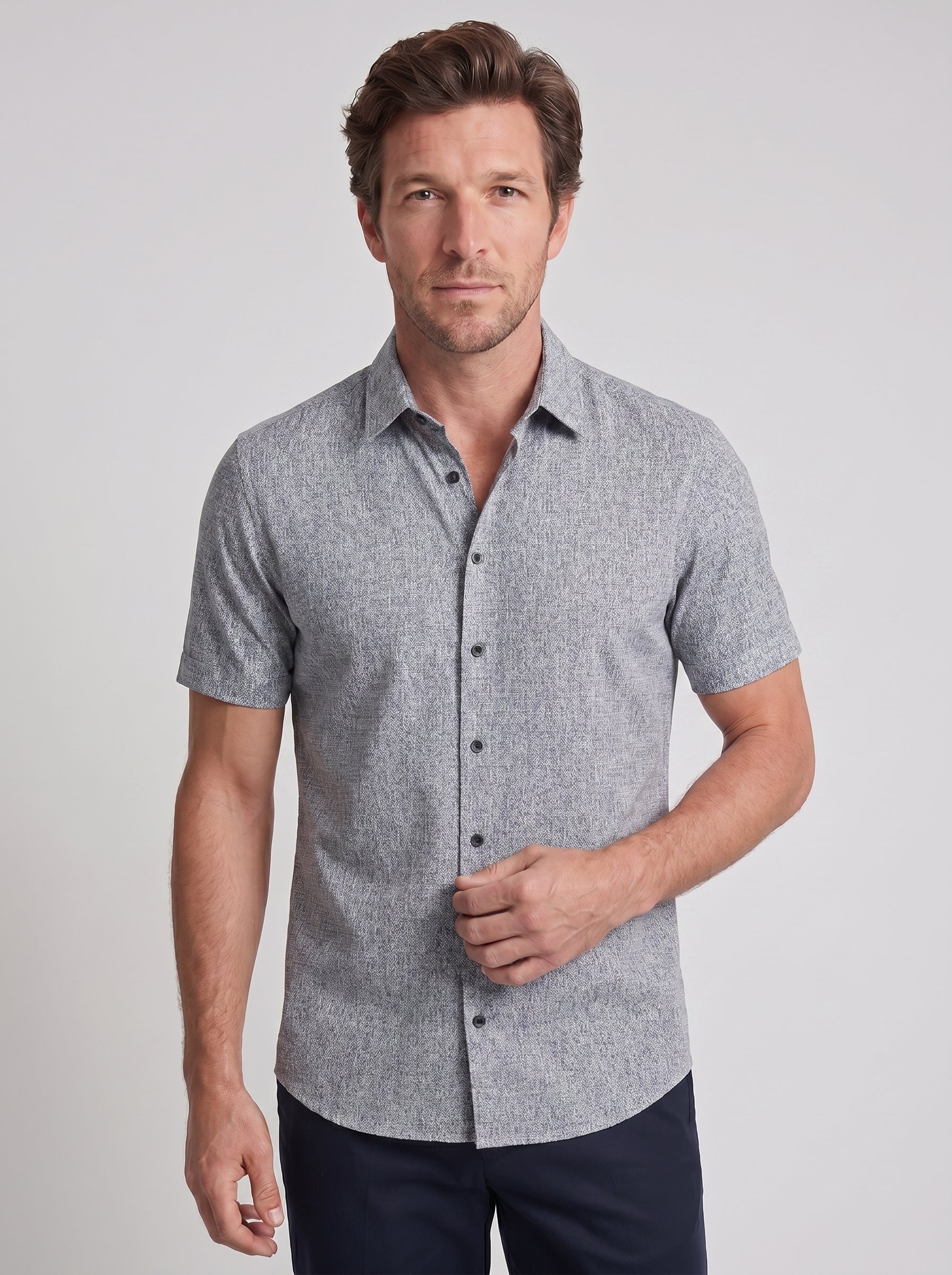 Milo | Crisp Short Sleeve Button Up Collared Summer Shirt