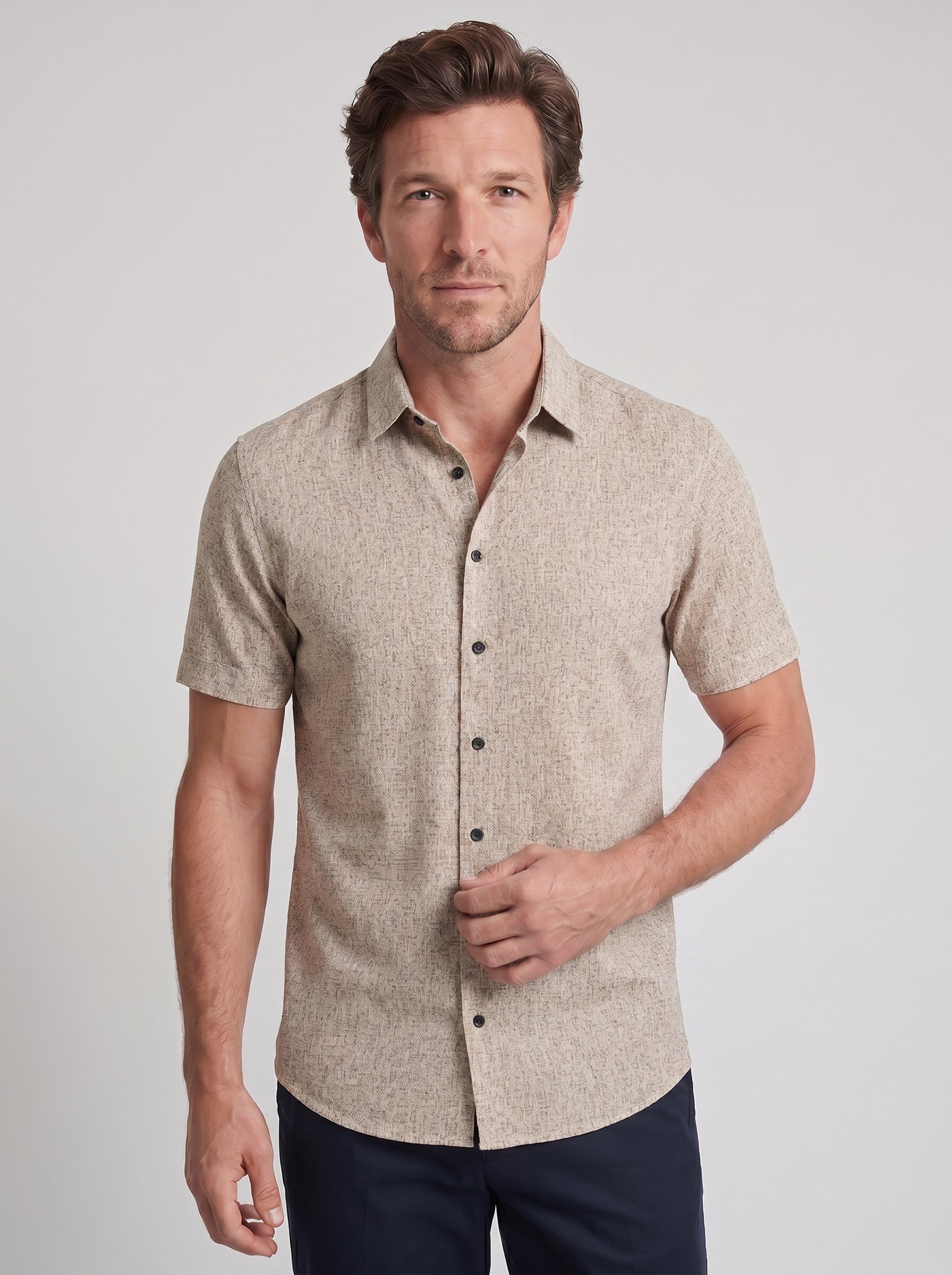 Milo | Crisp Short Sleeve Button Up Collared Summer Shirt