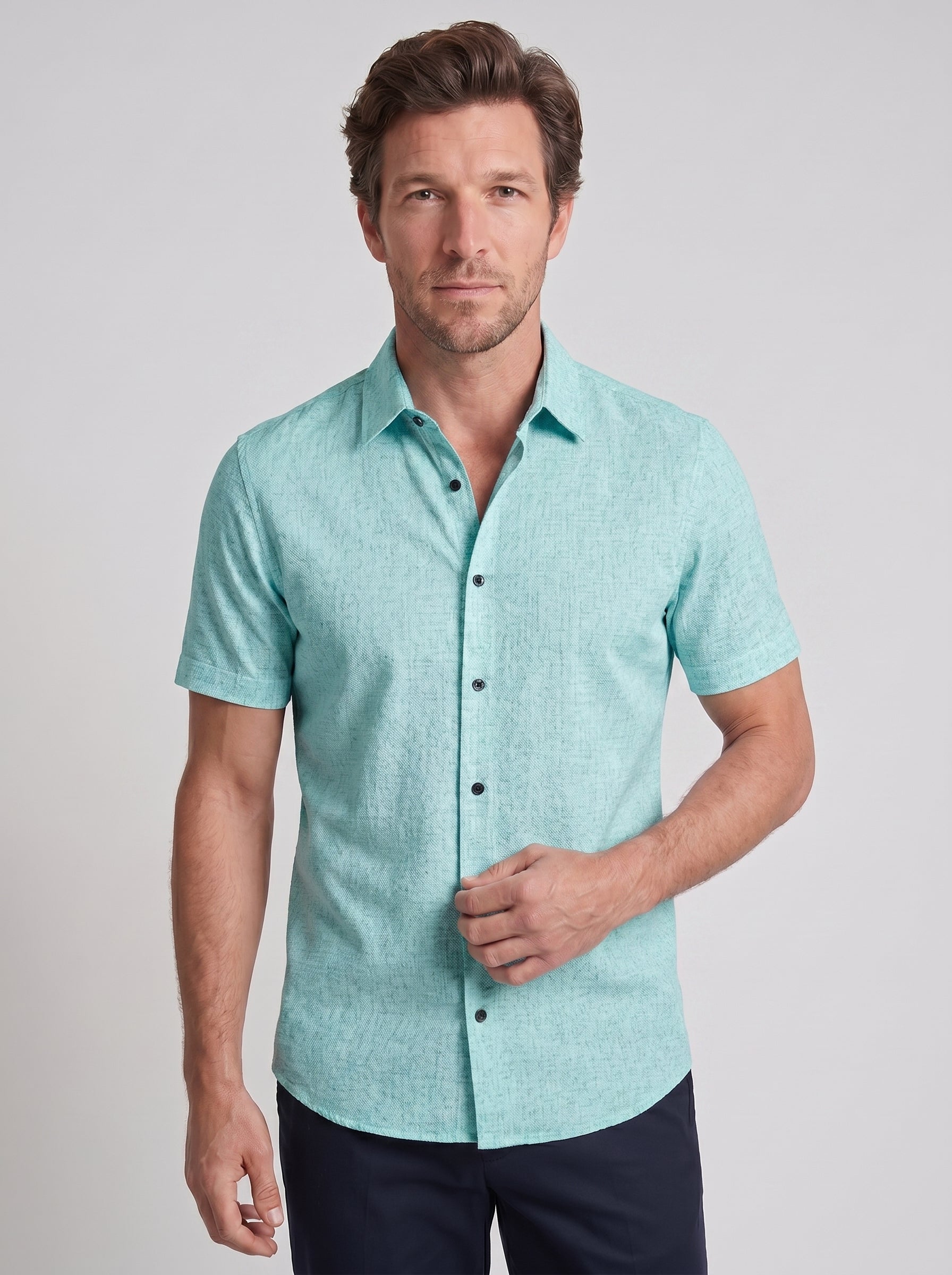 Milo | Crisp Short Sleeve Button Up Collared Summer Shirt