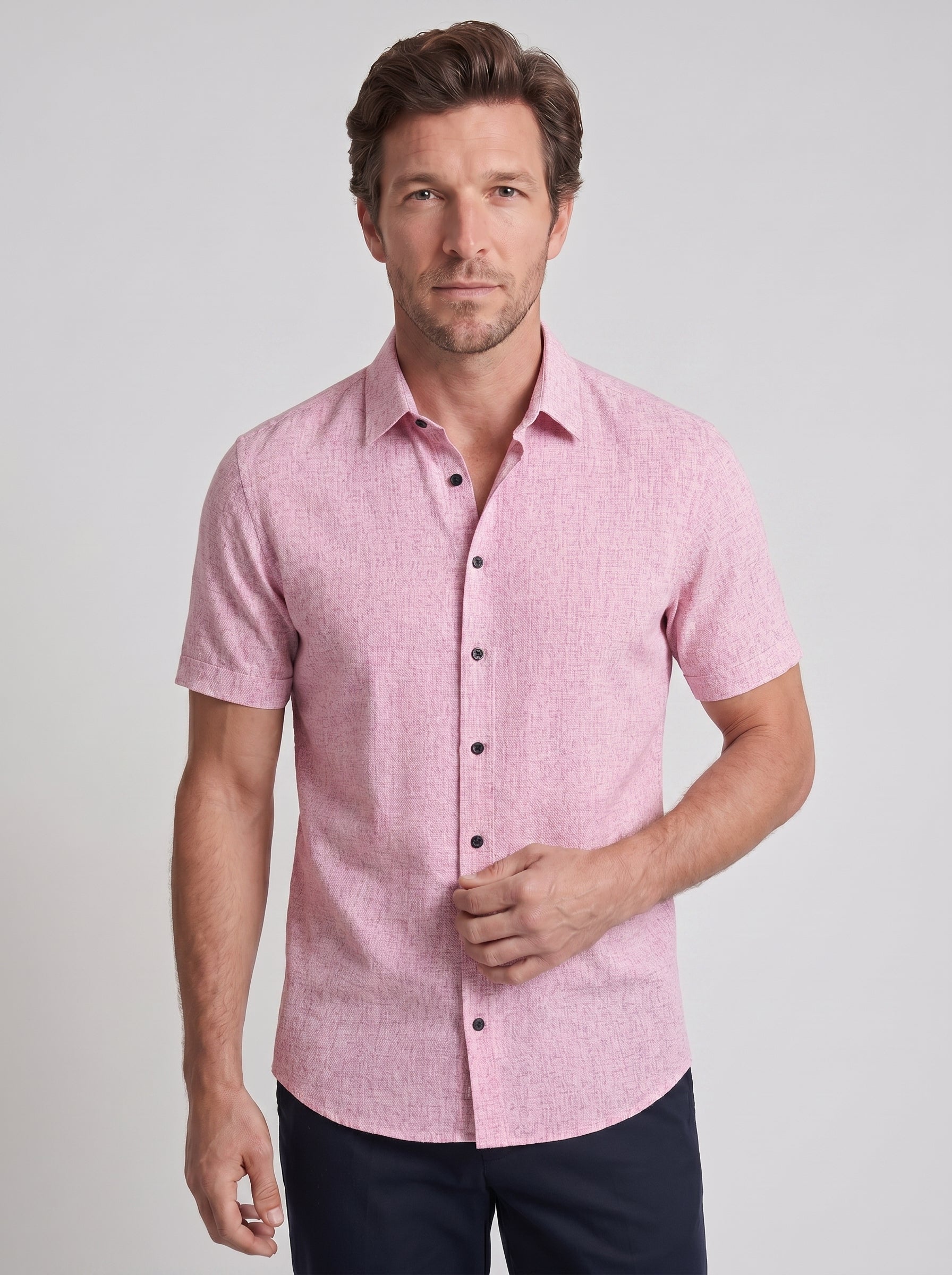 Milo | Crisp Short Sleeve Button Up Collared Summer Shirt