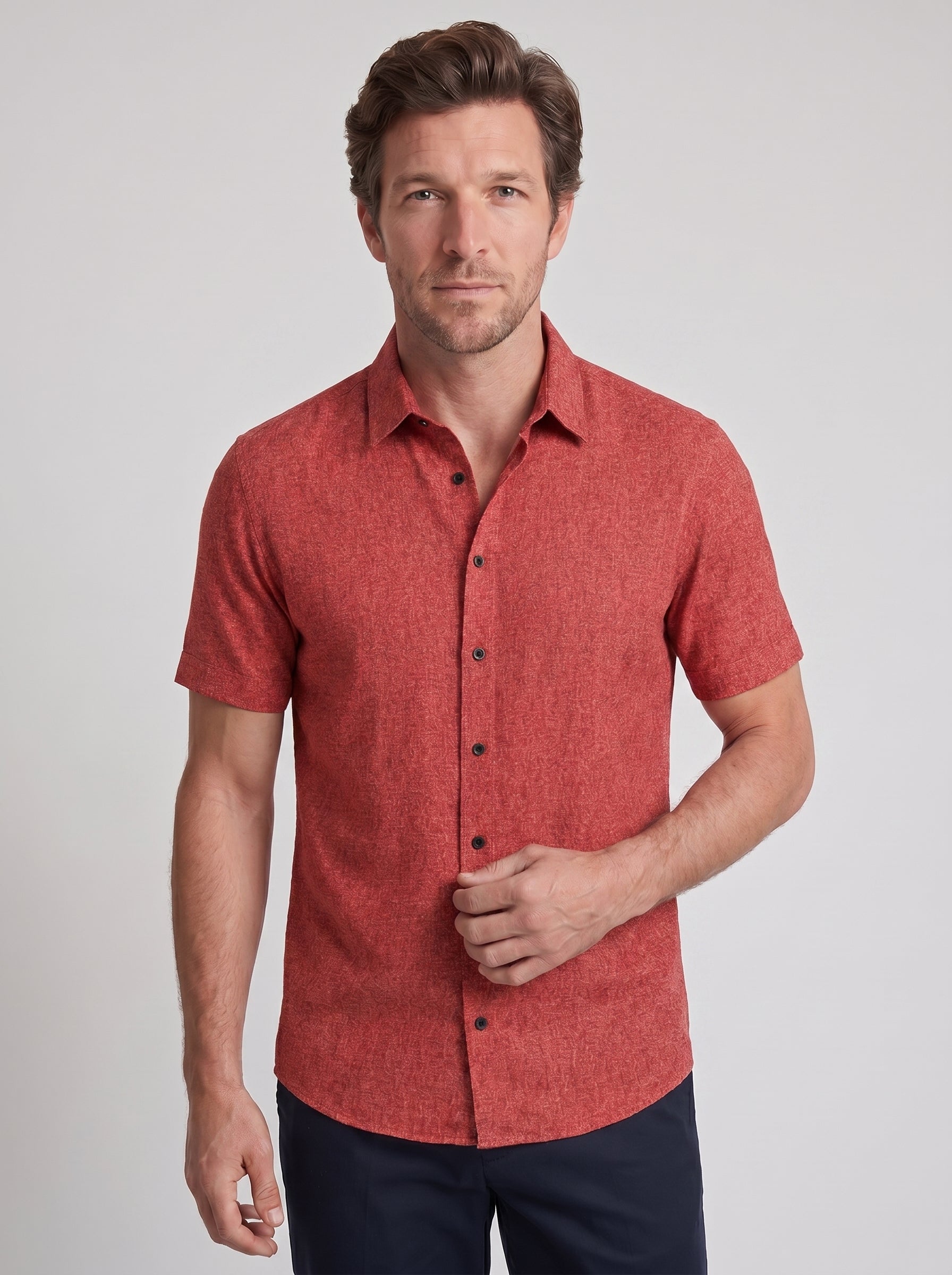 Milo | Crisp Short Sleeve Button Up Collared Summer Shirt