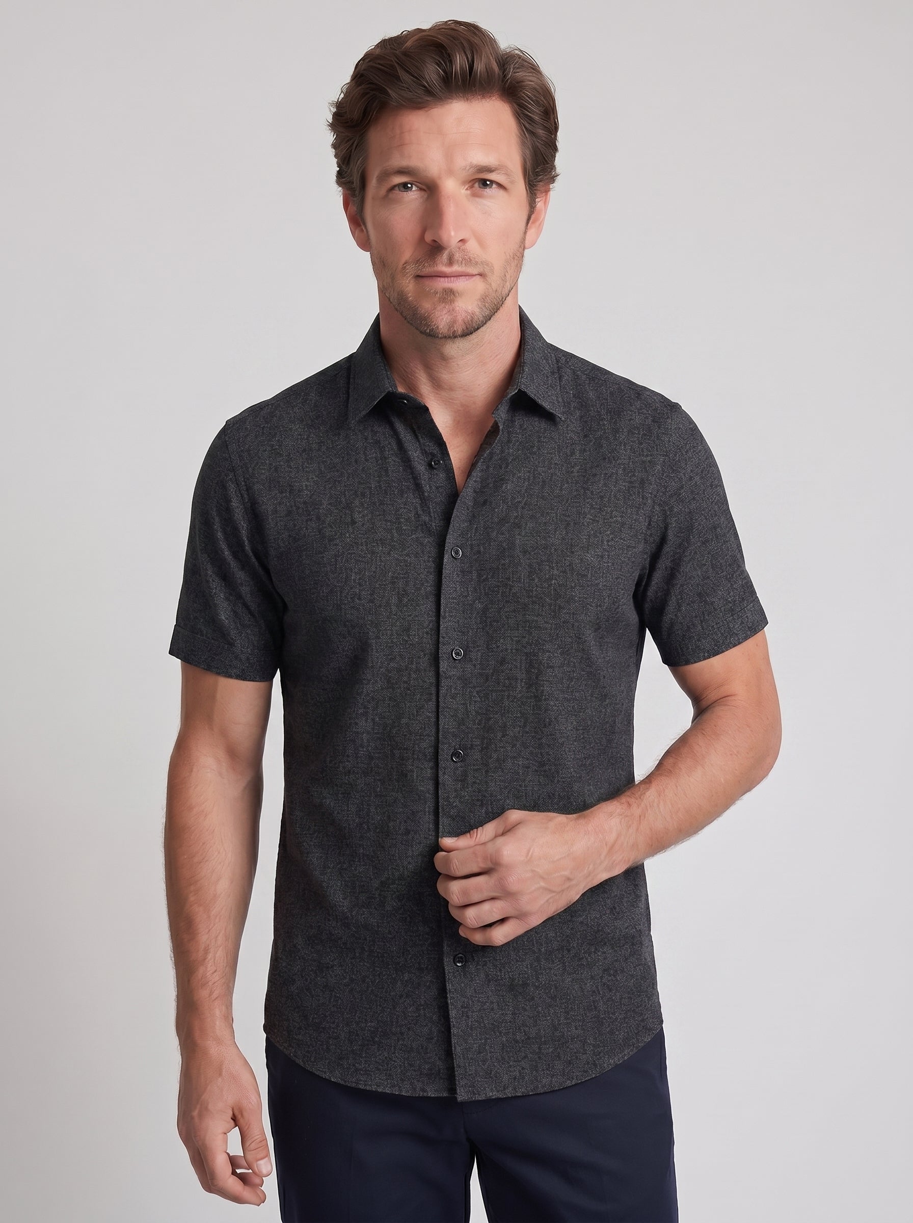 Milo | Crisp Short Sleeve Button Up Collared Summer Shirt