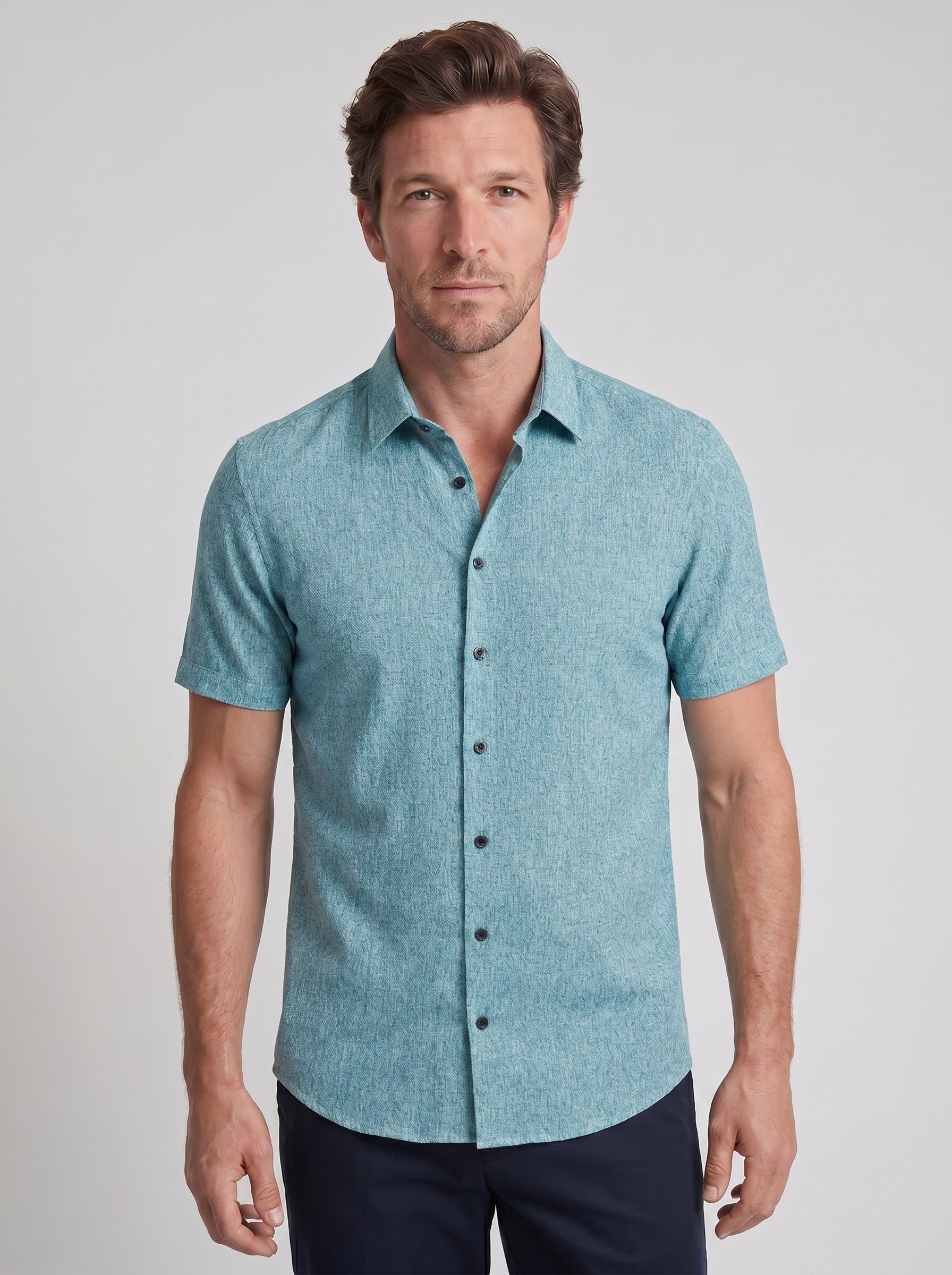 Milo | Crisp Short Sleeve Button Up Collared Summer Shirt
