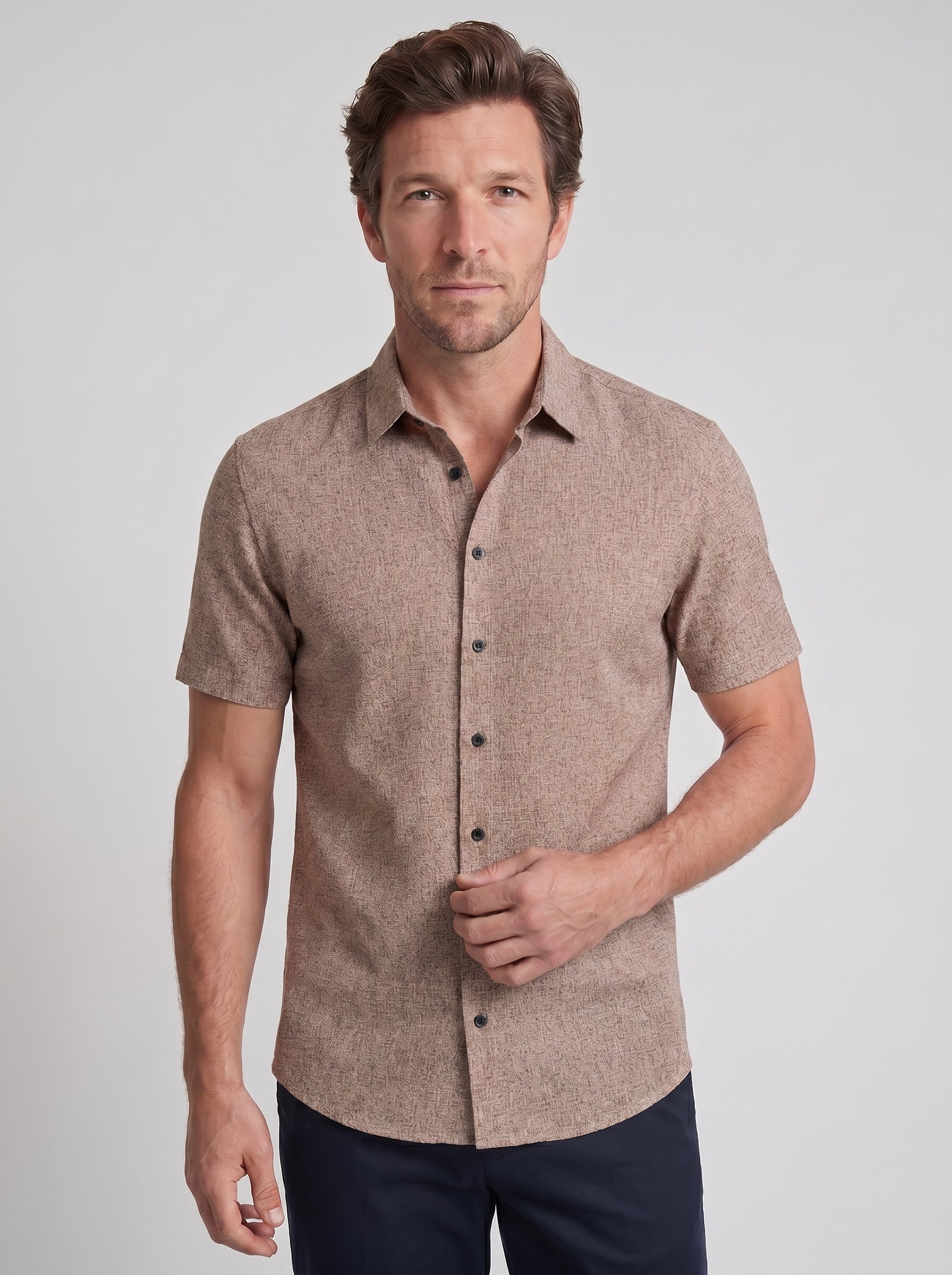 Milo | Crisp Short Sleeve Button Up Collared Summer Shirt
