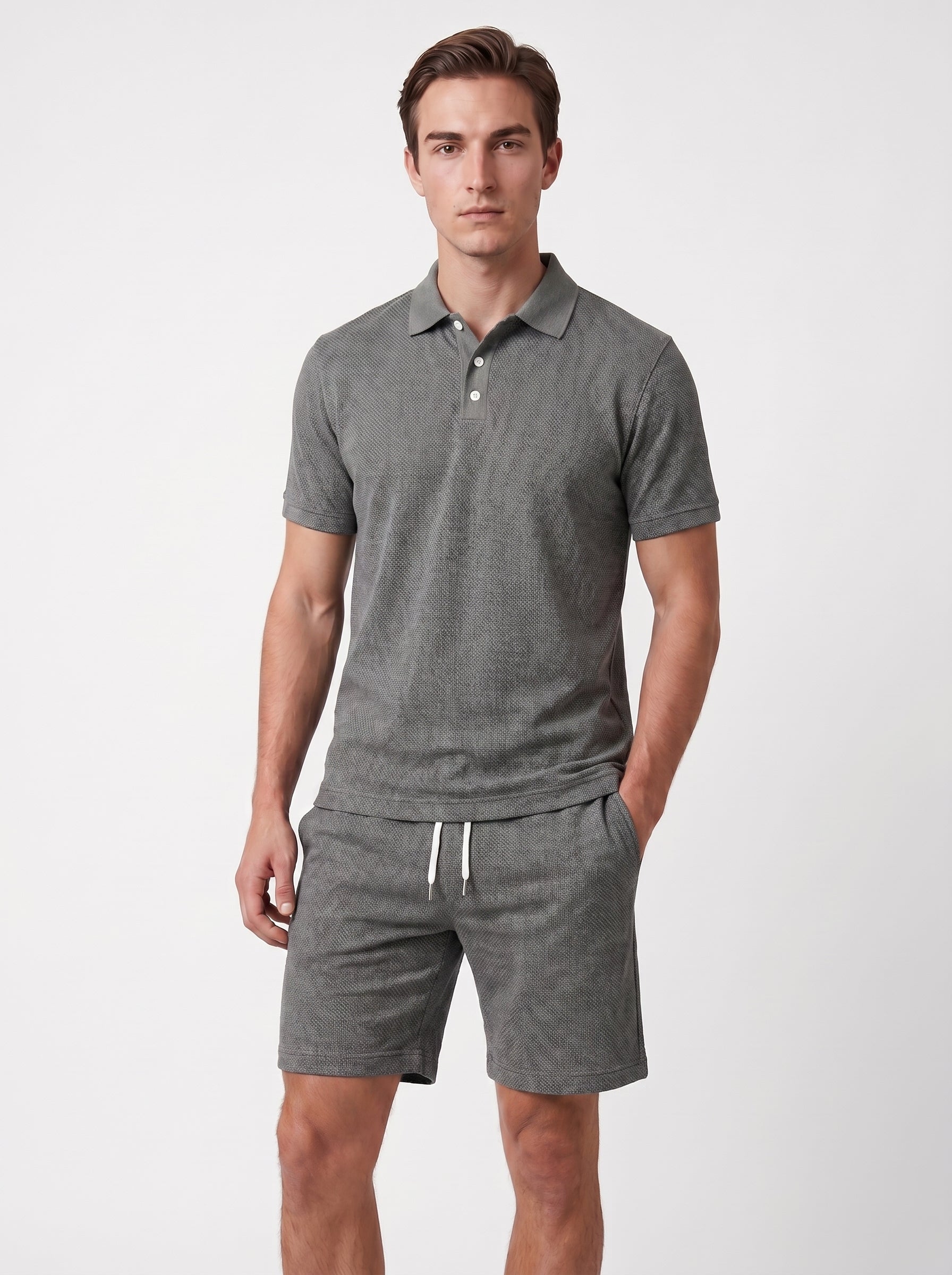 Noah | Stylish Polo Shirt & Shorts Matching Two Piece Set with Drawstring