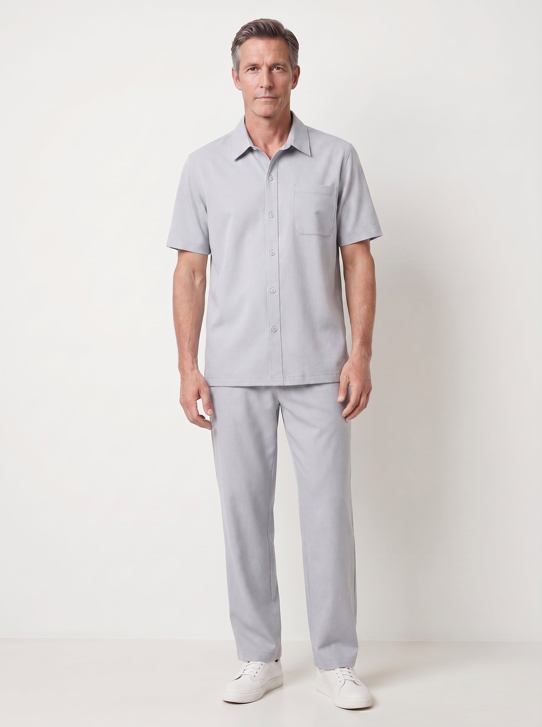 Otis | Relaxed Button Up Short Sleeve Shirt & Trouser Two Piece Set