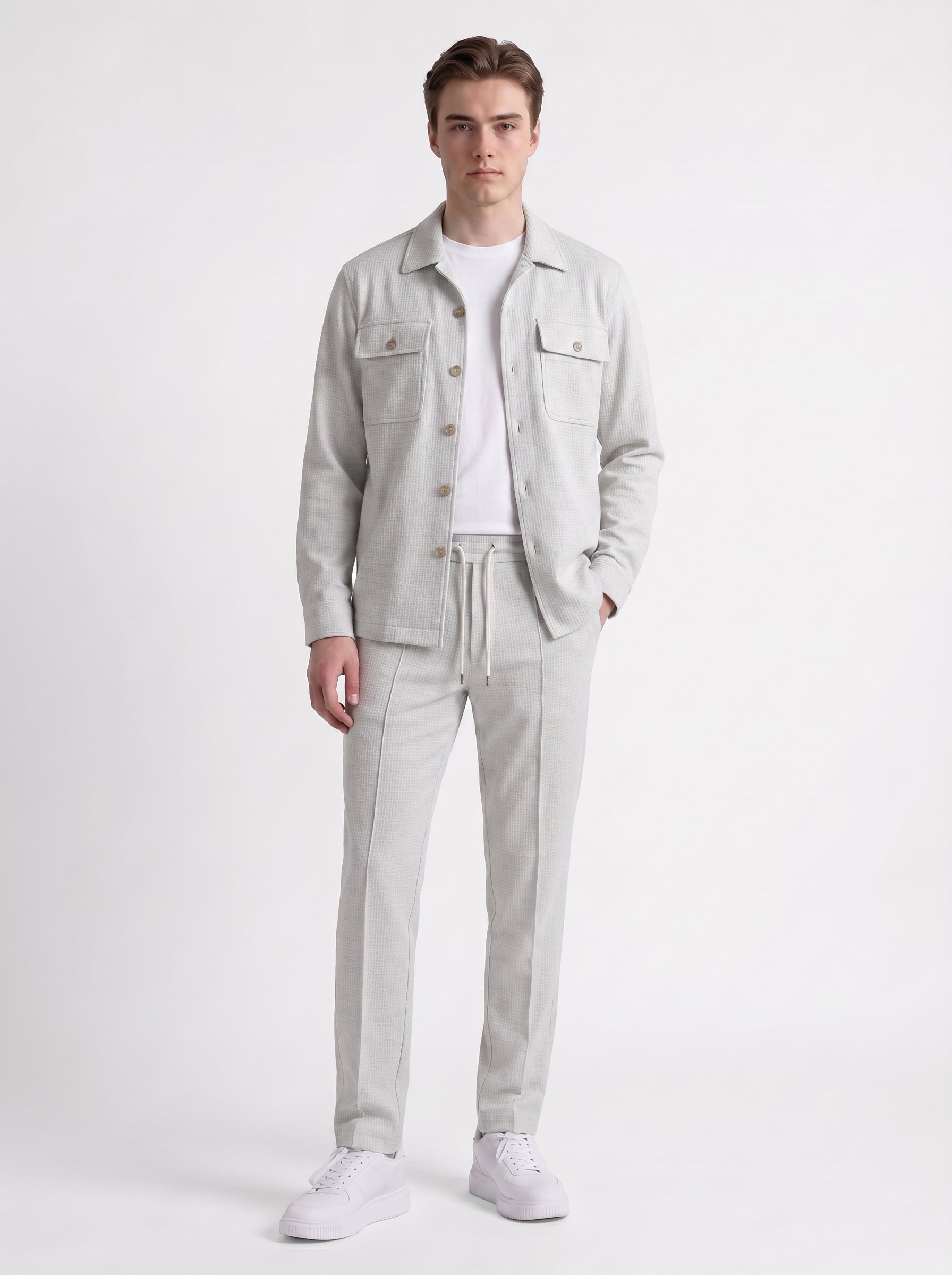 Ron | Sharp Two Piece Matching Overshirt & Straight Leg Trouser Set