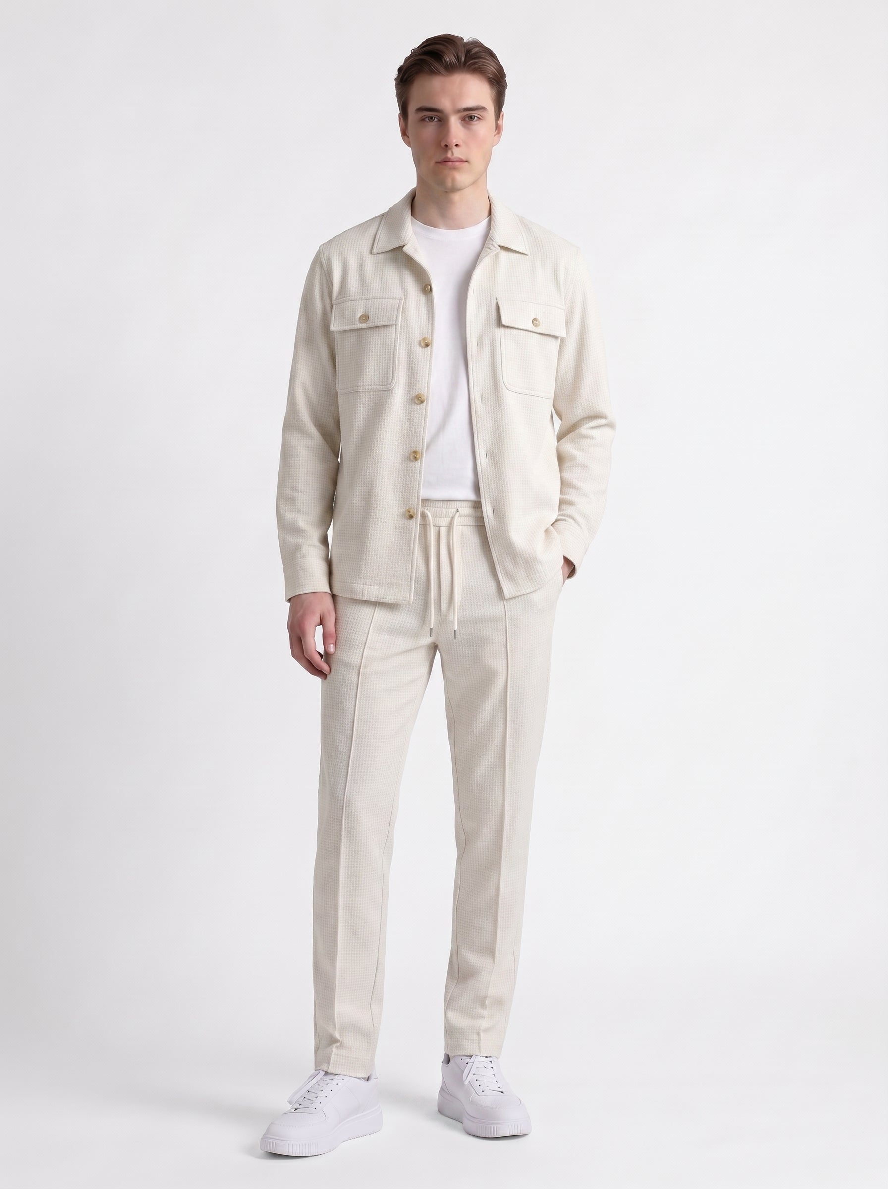 Ron | Sharp Two Piece Matching Overshirt & Straight Leg Trouser Set