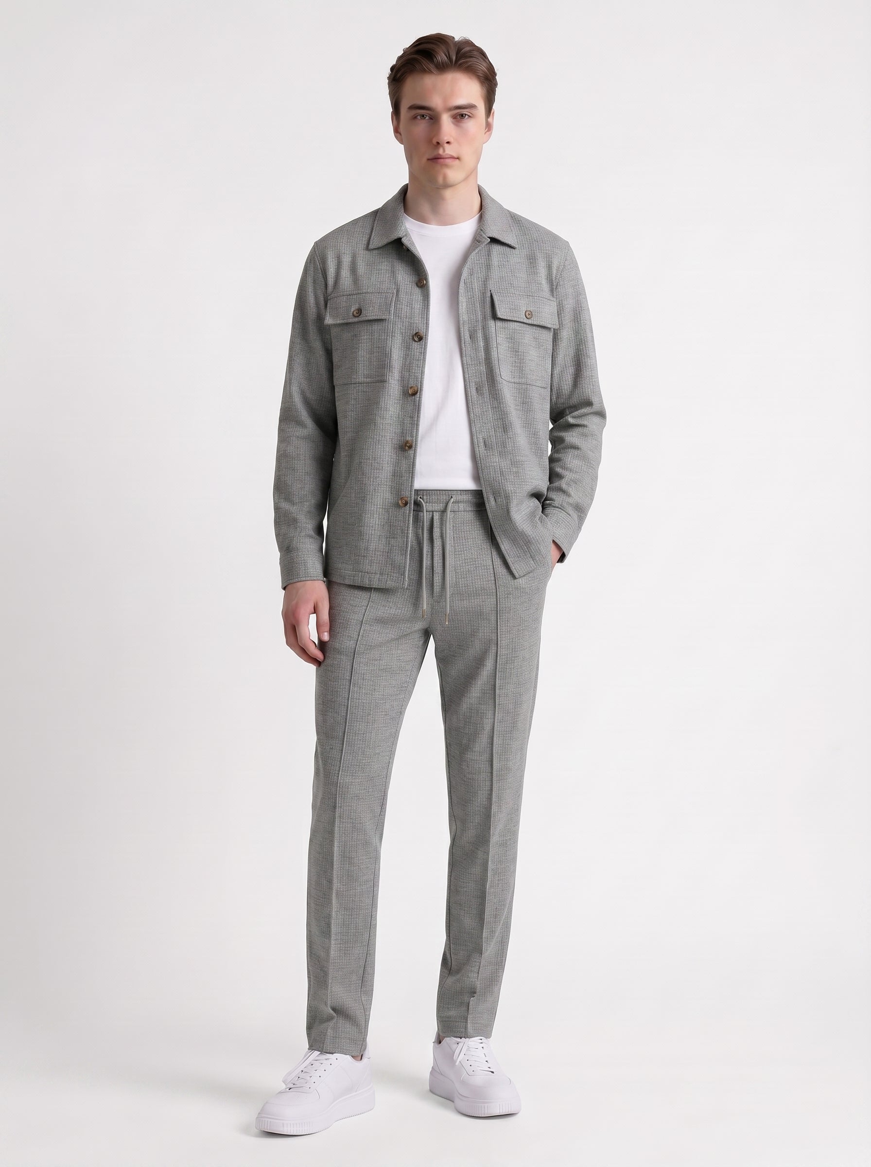 Ron | Sharp Two Piece Matching Overshirt & Straight Leg Trouser Set