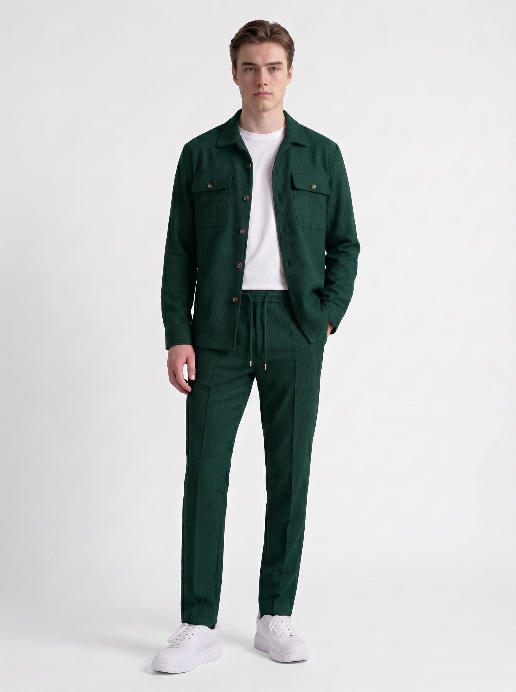 Ron | Sharp Two Piece Matching Overshirt & Straight Leg Trouser Set