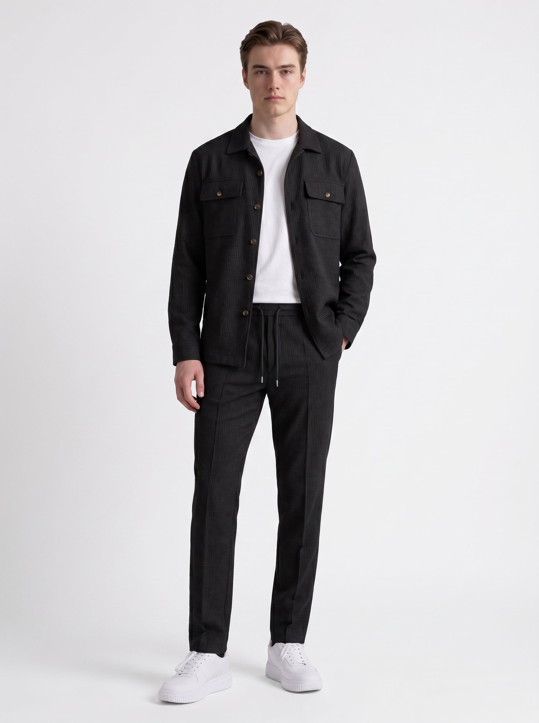 Ron | Sharp Two Piece Matching Overshirt & Straight Leg Trouser Set