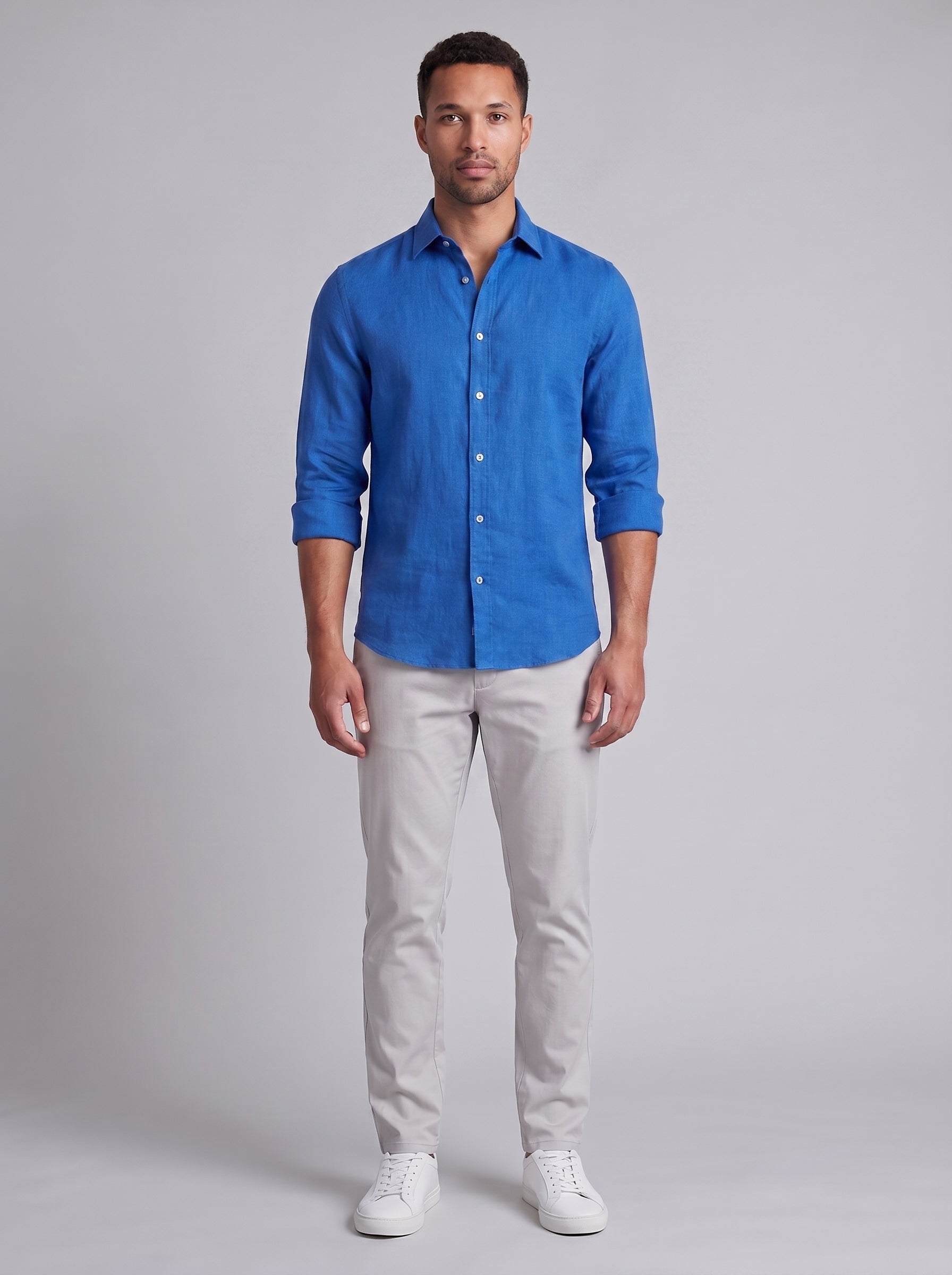 Stefan | Slim Fit Long Sleeve Button Up Collared Dress Shirt