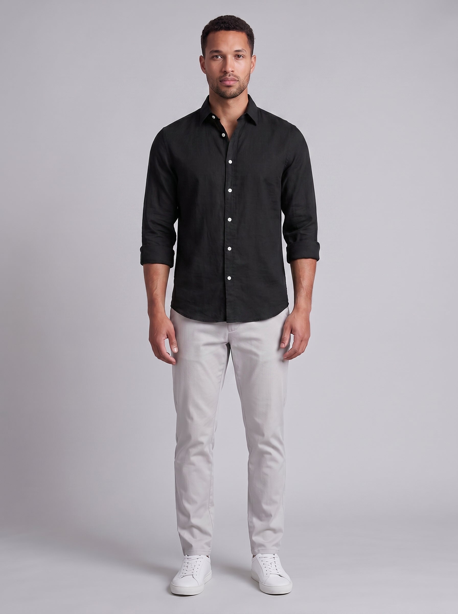 Stefan | Slim Fit Long Sleeve Button Up Collared Dress Shirt