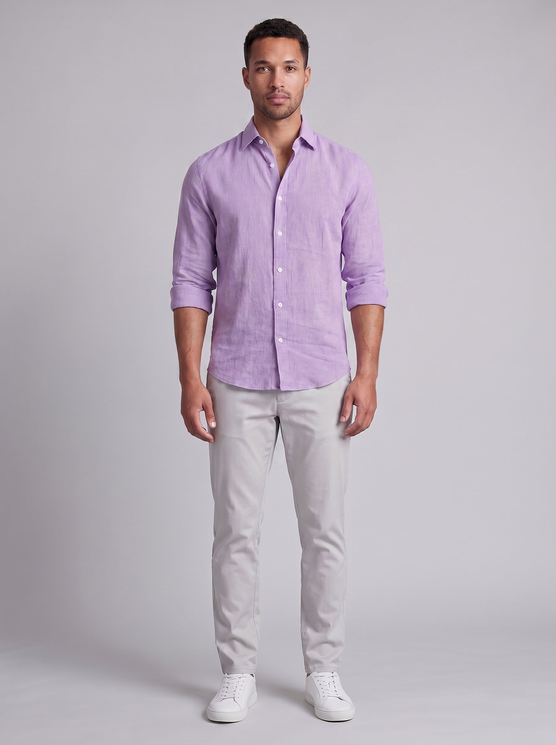 Stefan | Slim Fit Long Sleeve Button Up Collared Dress Shirt