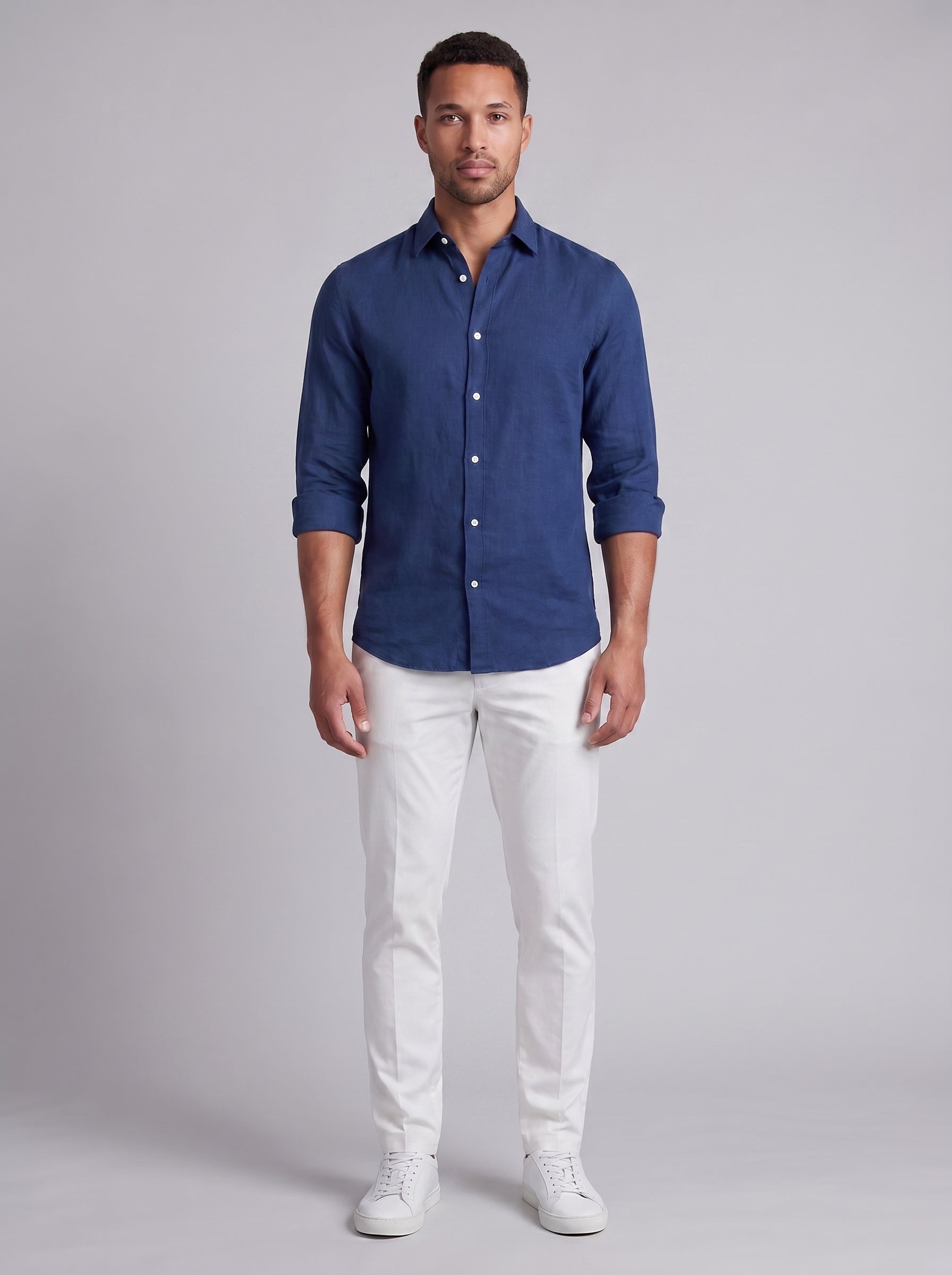 Stefan | Slim Fit Long Sleeve Button Up Collared Dress Shirt